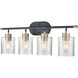 Renitta 4 Light 28.1 inch Matte Black/Modern Gold Vanity Light Wall Light